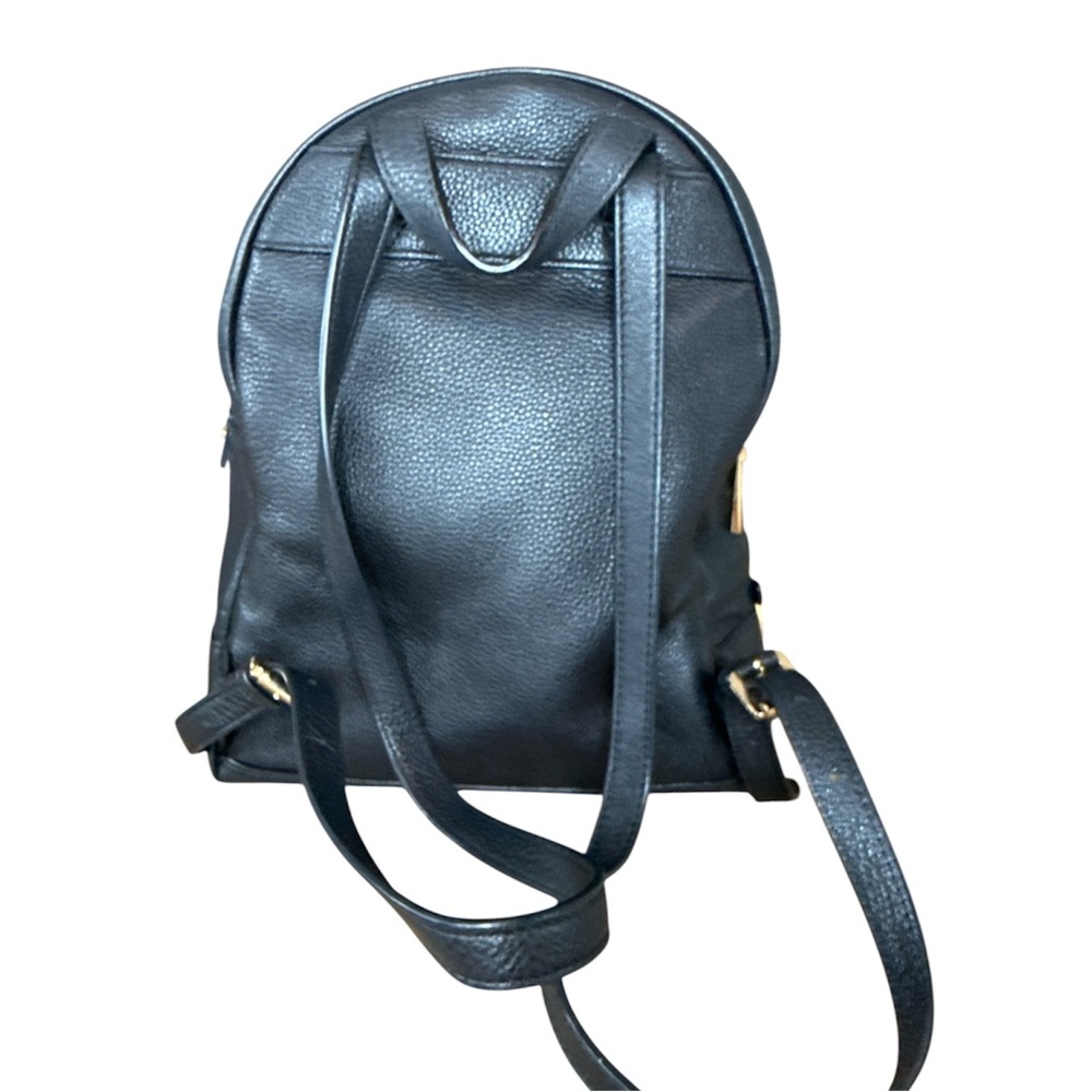 Michael Kors Rhea Medium Pebbled Leather Backpack Black Gold Hardware w Dust Bag - Picture 7 of 7